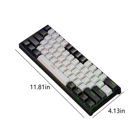 Compact 61 Key Wired Gaming Keyboard With Dope Rgb Backlights Adjustable Brightness And Movement Speed Slick Mechanical Switches Nailed It Design For Tiny Desks Crisp Typing And Flat Out Game Day Action Locked In Accuracy showing 11.81in x 4.13in dimensions.