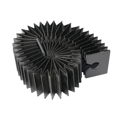 Universal Rail Dust Cover Bellows for Linear Guide Rails 12 16 20 25 30 800mm Length, black accordion-style, coiled view