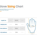 Glove sizing chart for six pairs latex coated palm work gloves with seamless knit lining for superior grip in dry or wet conditions.