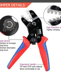 Pro Grade Solar Panel Crimping Tool Kit with crimper showing ergonomic handle and high precision jaw for AWG14-10 cables