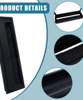 1 Pack Rectangle Hole Cover Square Cable Grommet 268x68x28mm for Desk Cable Management and Wire Organization, black aluminum with brush detail