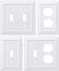 Beadboard Style Light Switch Cover 1 Gang Wall Plate In Pure White Decorative Vintage Beadboard Finish Classic Wall Plate For Outlets