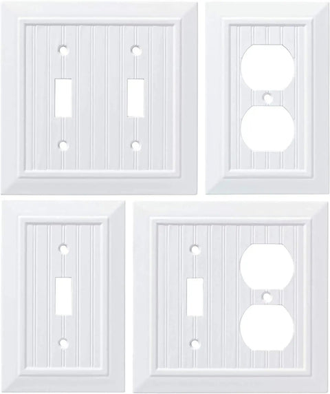 Classic Beadboard 3-Pack Light Switch Covers And Wall Plates In Pure White For 1-Gang Outlets Switch Guards And Toggle Plates display