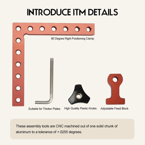 90 Degree Clamp Set For Cabinets And Woodworking, 5.5 X 5.5 Inch Aluminum Right Angle Corner Clamps, component view