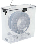 See Through Filament Dryer Box for 3D Printer with air-tight seal, clear lid showing spool inside, moisture and dustproof storage.