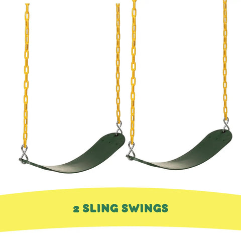 DIY Swing Set Hardware Kit With Easy A-Frame Brackets, Swing Seats, Ring Trapeze Bar, All Assembly Hardware And Clear Instructions, Free-Standing Outdoor Playset For Kids, Wood Not Included