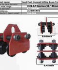 Two Ton Push Trolley Beam Trolley 4400 Lbs Capacity Dual Wheels Crane Lift For Garage Hoist Adjustable Width Rail