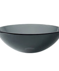 Round Clear Black Glass Vessel Sink For Bathroom, 14 Inch Above-Counter Design, Scratch-Resistant Surface, Easy To Clean Interior