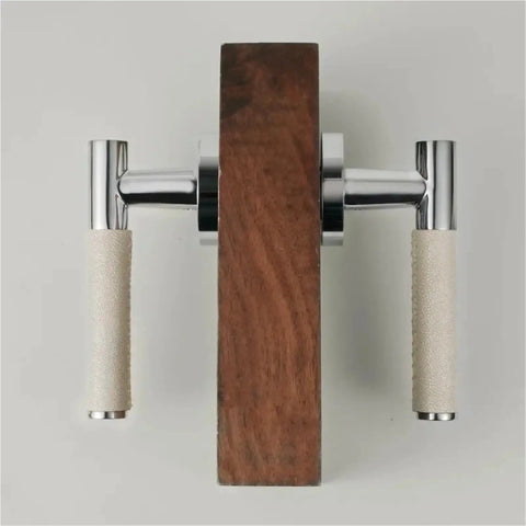 Lychee Skin Door Lock Set In Brass Gray for modern interior doors with dummy handle, top view of hardware