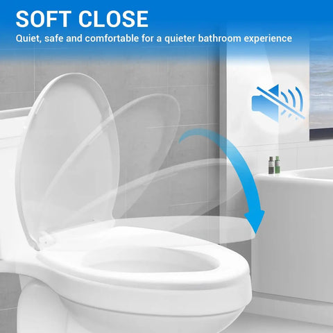Round Toilet Seat 16.5 Inch Soft Close White Plastic With Rock Solid Mounting That Stays Put All Day Long Smooth Close Action Quick Install Job Total Bathroom Glow Up For Your Home