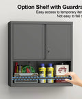Beefy Metal Wall Cabinet With Doors And Shelves Locking Garage Storage Cabinet for workshop, warehouse, home office, heavy-duty steel.