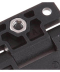 Close-up of black adjustable torque position control hinge with four-hole mount, part of a Bearing Hinge Ball Bearing Door Hinges Black Adjustable Torque Position Control Hinges Four Hole Mount Durable Quiet Smooth Operation for Interior Exterior Residential and Commercial Use Built To Last and Perfect for High Traffic Doors.