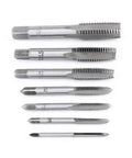 No Sweat Seven Piece Metric Thread Tap Set Featuring Straight Flute Design M3 Through M12 Sizes, showing various tap sizes for clean threading.