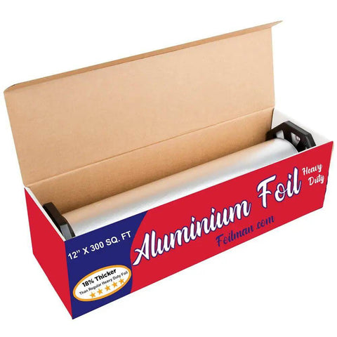 Heavy Duty Aluminum Foil Roll With Sturdy Corrugated Cutter Box For Thick Food Safe Wrap Tough As Nails For Cooking Baking Grilling Roasting And Freezer Storage 12 Inch By 300 Square Feet Durable Kitchen Use