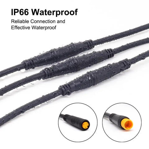 Male to Male Ebike Extension Cable for Electric Bike Display and Gear Shift Sensor, 2Pin 3Pin 5Pin Waterproof Connectors, Expand Ebike Light and Twist Throttle, IPX6 All Weather, 50 cm, Yellow