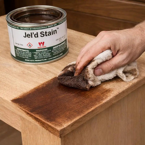 Applying Slick Wet Look Light Oak Gel Wood Stain Fast Drying Semi Transparent Formula For Cabinet Refinishing Doors And Trim 12 Oz.