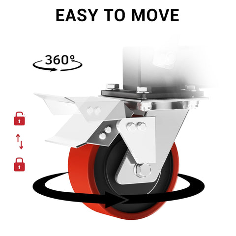 Close-up of wheel from 3 Ton Portable Gantry Crane With 8.53 Ft Wide Span And 8.53 To 12.47 Ft Adjustable Height Manual Trolley Lift System