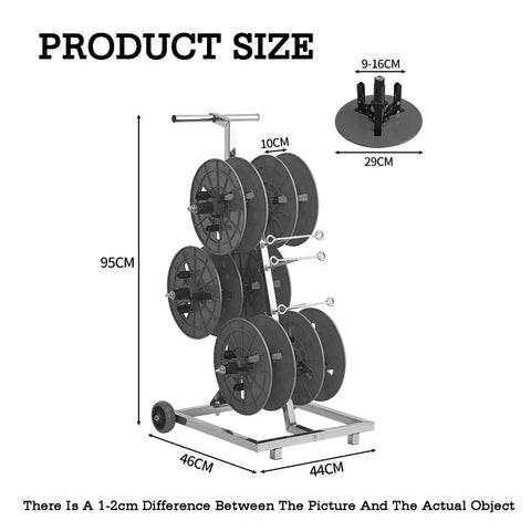 Turntable Cable Roller Stand With Wheels For Easy Wire Management And Spool Storage dimensions and design