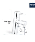 Concetto Single-Hole One-Handle Bathroom Faucet Chrome Finish S-Size 1.2 GPM Drip-Free Ceramic Disc Valve Brass Body