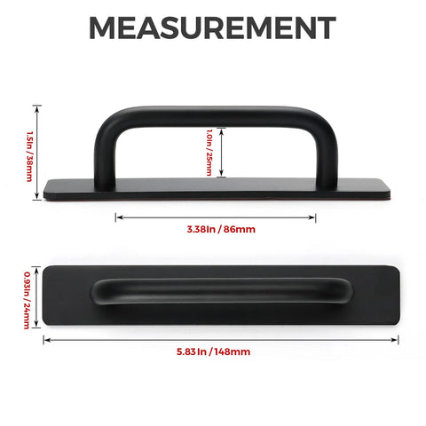 Self Adhesive Cabinet Handles 5.83 Inch Black Zinc Alloy Drawer Pulls measurements diagram