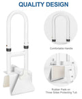 Adjustable Bathtub Safety Rail For Seniors And Caregivers, Rock Solid Tub Grab Bar For Bathroom, White, with anti-slip handle