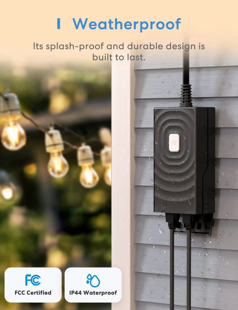 Two Independent Outlets Smart Outdoor Plug With WiFi And Weatherproof IP44 mounted on wall, used in garden