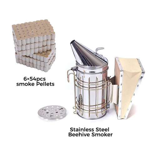 Beekeeping Tools Kit 22 Pcs For Beginners And Beekeepers stainless steel bee smoker with extra shield and smoke pellets