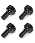 Four GooChan lamp switch knobs with knurled wheels and threaded stems, black antique-brass finish