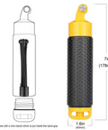 Diagram of Floating Hand Grip With Mini Tripod Stand For Action Cameras Waterproof Pole Mount Underwater Monopod dimensions