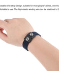 Person wearing Three Pack Antistatic Wrist Straps Set for ESD Protection, showing adjustable strap on wrist, dual circuit design.