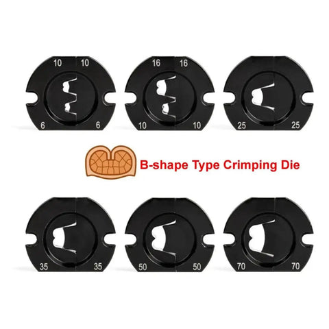 B-shape type crimping dies for Heavy Duty Pneumatic Terminal Crimping Tool With No Sweat Air Pressure Adjustment.