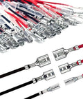 Get The Ultimate 30 Piece Spade Terminal Kit With Insulating Sleeves For 4.8mm, 6.3mm, And 8mm Wire Sizes To Nail Reliable And Solid Electrical Connections On Your Next Ride Or Rig Without Any Hassle. female spade terminal connectors with insulating sleeves, tinned copper, 4.8mm 6.3mm 8mm