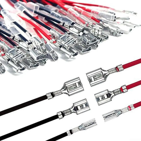 Get The Ultimate 30 Piece Spade Terminal Kit With Insulating Sleeves For 4.8mm, 6.3mm, And 8mm Wire Sizes To Nail Reliable And Solid Electrical Connections On Your Next Ride Or Rig Without Any Hassle. female spade terminal connectors with insulating sleeves, tinned copper, 4.8mm 6.3mm 8mm
