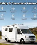 Road Test Proven 12V Electric Water Heater For Camper With Smart Digital Temp Control And Auto Environmental Monitoring For Zero Sweat Hot Showers And Easy Campground Hookups Daily Use features displayed on RV against a scenic backdrop.