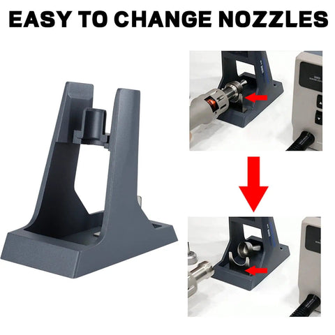 Pro Grade 1000W Hot Air Rework Station with digital display showing nozzle change, easy desoldering for PCB repair.
