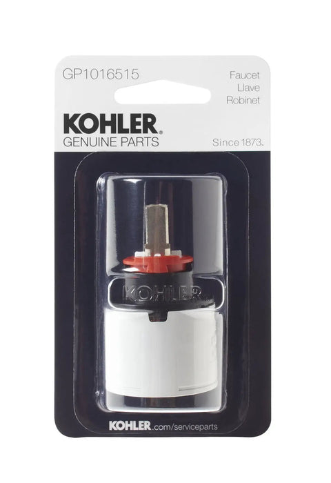 Valve Kit GP1016515 For Single Control Faucets in packaging, showing white replacement valve and O ring for maintenance.