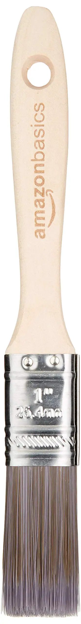 1 Inch Flat Edge Paint Brush With Polyester Blend Bristles And Brown Handle For Smooth Strokes, Flagged Tapered Tips For Tight Corners