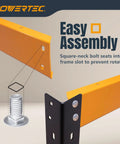 Rock Solid Heavy Duty Tool Stand Base With 400 Pound Load Capacity And Adjustable Height Leveling Feet For Router Tables And Miter Saws And Benchtop Gear In The Home Shop, showcasing assembly details with square neck bolts.