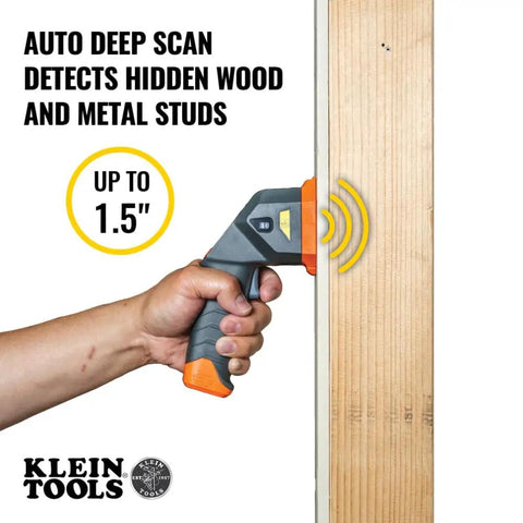 Electronic Stud Finder Pro Grade Ultra Handy With Cross Line Lasers, Bubble Level And LED And Audio Alerts For Wood And Metal Studs, Class 3R Laser 15 Feet In All Directions, Batteries Included handheld on wood stud, up to 1.5 in scan
