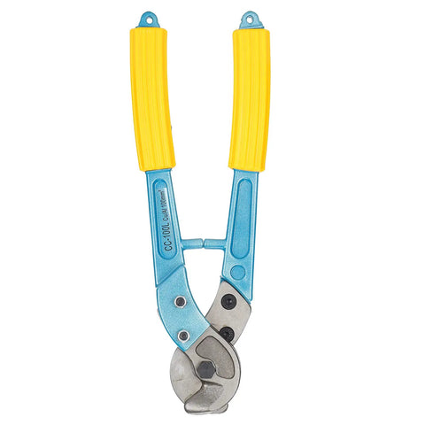 Long Arm Cable Cutter For Electricians, 100mm² Capacity with high carbon steel blade and aluminum alloy handles shown upright
