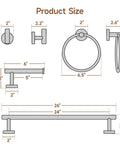 Diagram of Polished Chrome 4 Piece Bathroom Hardware Set Stainless SUS304 Wall Mounted Includes 24 Inch Towel Bar Toilet Paper Holder
