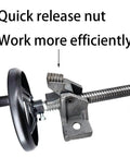 Heavy Duty Cutting Chop Saw With Quick Release Vise Clamp For Metal Cutting And Circular Saw Attachments 0 To 45 Degree Adjustable Pressure Plate Cast Iron Build Built For Pros Durability And Clean Steel And Iron Cuts, focus on quick release nut.