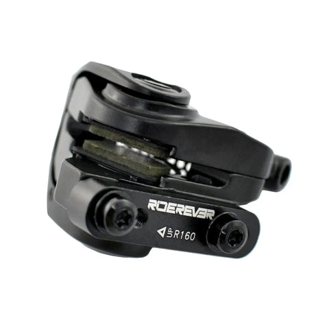 Top Tier Flat Mount Dual Piston Mechanical Disc Brake Set With 160mm Rotors showing caliper assembly for gravel ebikes.