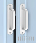 5.9 Inch Sliding Barn Door Handle Set White Aluminum Hardware Cabinet Pulls For Drawer Closet Shower Glass Kitchen Garage Shed And Gate Doors Includes Screws Durable Anti Rust Finish