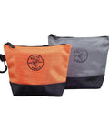 Tradesman Pro Backpack Tool Kit with Zipper Tool Bags and Magnetizer, showing two durable zipper bags in orange and grey.