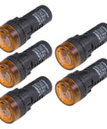 Five Pack Yellow Indicator Light With Buzzer AC And DC 24V, 22mm Panel Mount Flashing Alarm for control panels, HVAC, and DIY projects.