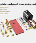 Components of Mini Steam Engine Kit With Reversible Reciprocating Single Cylinder Live Engine And Copper Boiler For Steam Boat Collectors