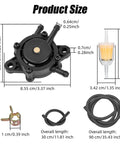 Top Shelf Heavy Duty Fuel Pump And Oil Hose Kit With Integrated Filter For Kohler Briggs Stratton dimensions shown, clear schematic view.