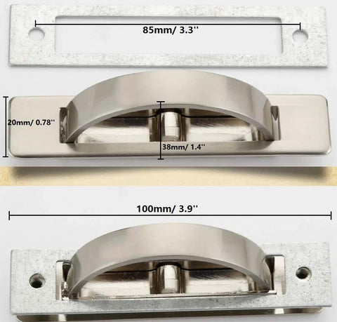 Slick Hidden Cabinet Handles Pack Of Two Smooth Rotating Zinc Alloy Pulls In Brushed Nickel Finish No Sweat Setup To Refresh Your Drawers Or Closet Doors Quick - Detailed view of dimensions and design.