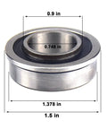 Close-up of a sealed wheel bearing from the Front Wheel Bushing To Bearing Conversion Kit For Lawn Tractors And Walk Behind Mowers